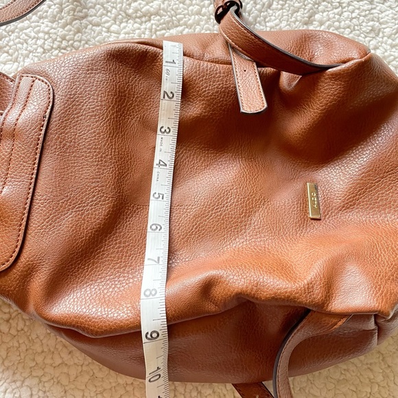ALDO Drawstring Brown Backpack Adjustable Straps Snap Flap Closure - Picture 12 of 16